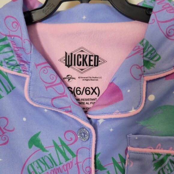 NEW NWT Wicked Girls Long Sleeve Fleece 2pc Pajama Set w/Shorts S 6/7 Purple - Picture 3 of 5